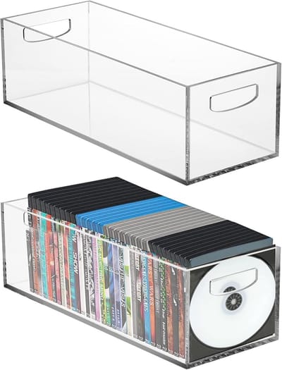 2-Pack Acrylaat DVD/CD Opbergdozen - Doorzichtige Houders voor DVD's, CD's, Videogames en Boeken