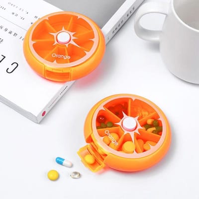 Nieuwe Mini Kleine Draagbare Reis Vitamine Pillendoosjes Container Organizer Opbergtablet 7 Dagen 7 Vakken Pillen Medicijnen Visoliën oranje