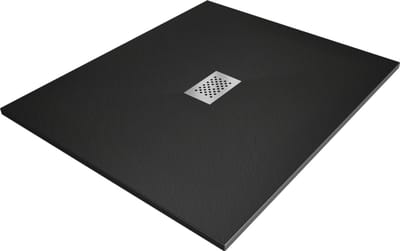 Mexen Hugo rechthoekige douchebak SMC 130 x 100 , zwart, afdekplaat inox - 42701013-X