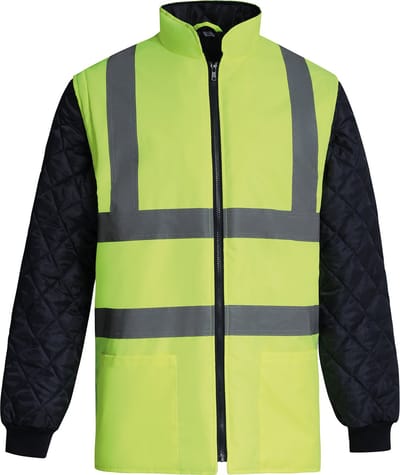 Yoko Gewatteerd signalisatiejasje met afneembare mouwen YHV008SL - Hi Vis Yellow / Navy - S