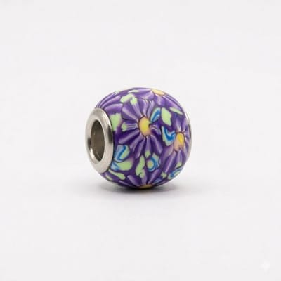 Quiges - Klei - Kraal - Bedels - Paarse - zonnebloem - Bead Past op alle bekende merken - armband