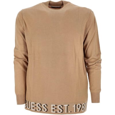 GUESS Alf Ls High Neck Log Travertine Sand Größe: M | Turtlenecks Outlet | Herren | Braun
