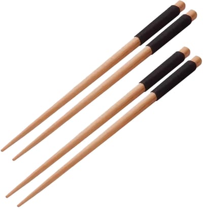 Chopsticks - 2 paar Japanse Eetstokjes - Met 2 leggers - Chestnut - Chopsticks - Eetgerei - Lichtbruin/Zwart - CHop sticks - Japans - Handgemaakt - Chestnut - 2 paar met 2 leggers - CHPN