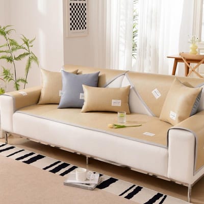 Nouveau Mat Rattan Patché Sensation Froide Coussin de Canapé Tapis d'Été Housse de Canapé Antidérapante Coussin Tapis d'Été 60*60cm
