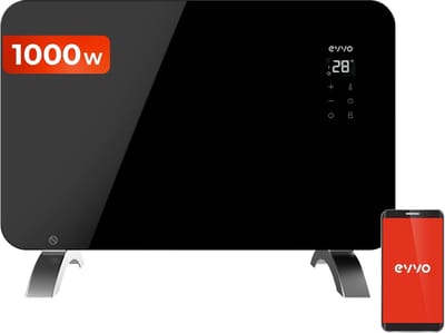 Convector Kachel met Wifi en Touchscreen - Zwart - 1000W Elektrische Verwarming met Afstandsbediening