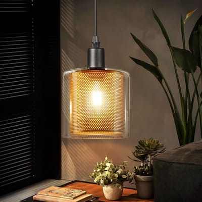 NETTLIFE Hanglamp - E14 Fitting - zwart goud - vintage eettafel hanglamp - glas metalen eetkamerlamp - industriële hanglamp - voor woonkamer | studeerkamer | eetkamer - Max.40W-excl. lichtbron