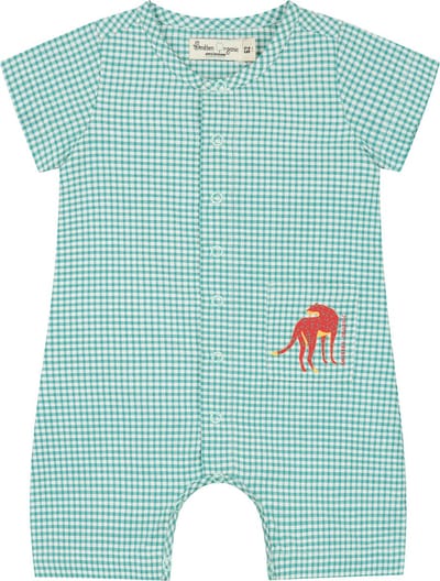 Smitten Organic Vichy Embroidered Shortall