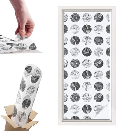 Tulup Raamfolie Anti inkijk - Marmeren elegantie Privacy Folie Raam - 50x116 cm - Wit Anti inkijk Folie - Raamfolie Tegen inkijk Glas in Lood - Voor de hal, voor het kantoor, voor een moderne slaapkamer - Raamfolie Zonwering