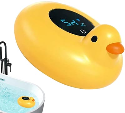 Badthermometer Kinderen - Watermeter Baby - Veilig Baden - Dierendesign Drijvend - 12 cm - Eendengeel