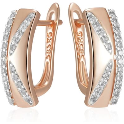 Boucles d'oreilles pendantes carrées en zircon naturel brillant de luxe pour femmes Couleur Or Rose Design Mixte Bijoux Fins Quotidien Mariée white
