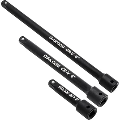 3-delige 1/4" Steeksleutel Verlengset - Verlengstukset voor Handgereedschap, CR-V, Zwart