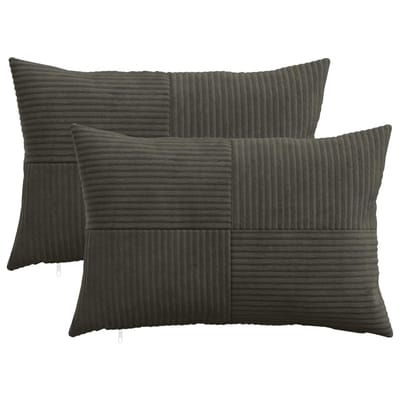 vidaXL - Kussensloop - 2 - pcs - ALMELO - Antracietkleurig - 50 - x - 75 - cm - corduroy
