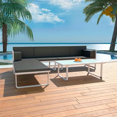 vidaXL - 4-delige - Loungeset - met - kussens - aluminium - zwart