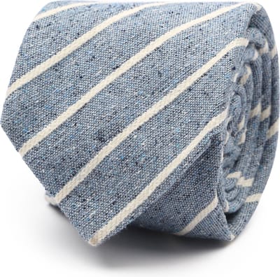 Suitable Stropdas Linnen Streep Blauw