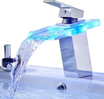 Kraan Met 3 Kleuren Led Verlichting - Chroom - Warm en Koud Water Mengkraan - Gemaakt van Messing en Glas