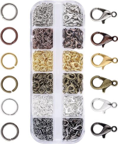 Set van 20 stuk Karabijnsluitingen & Ringetjes - Metalen lobstersluiting ijzeren ring - Karabijnsluitingen - LOUZIR