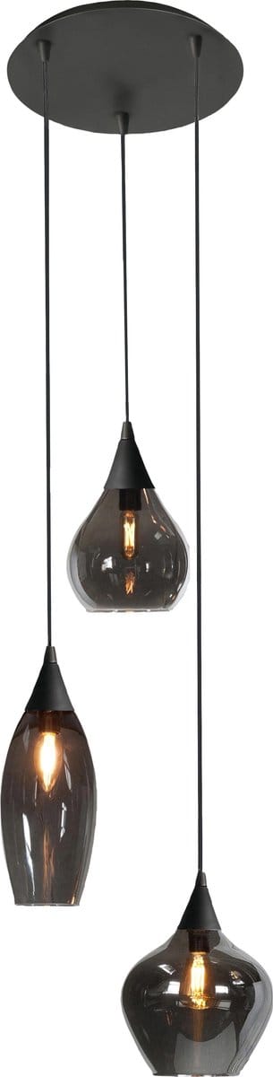 HighLight hanglamp Cambio 3 lichts - zwart / smoke