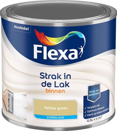 Flexa - Strak In De Lak Binnenlak Zijdeglans - Yellow Green - Mengverf - 500 Ml