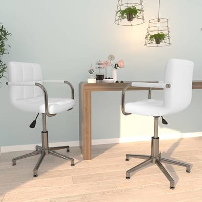 vidaXL - Eetkamerstoelen - draaibaar - 2 - st - kunstleer - wit