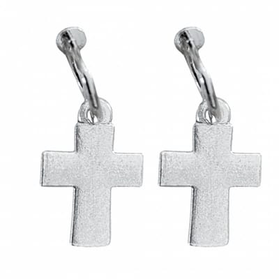 Klem oorringen-Kruis-zilverkleur-geen gaatje-Charme Bijoux