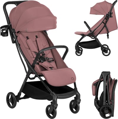 Lionelo Agia Buggy – Lichtgewicht 7,3 kg – Compacte & Inklapbaar – Ligstand en Grote Zitting – Wielen met Vering – Bekerhouder – Kinderwagen vanaf 6 Maanden tot 22 kg – Plooibuggy - Reisbuggy Wandelwagen - Kinderbuggy