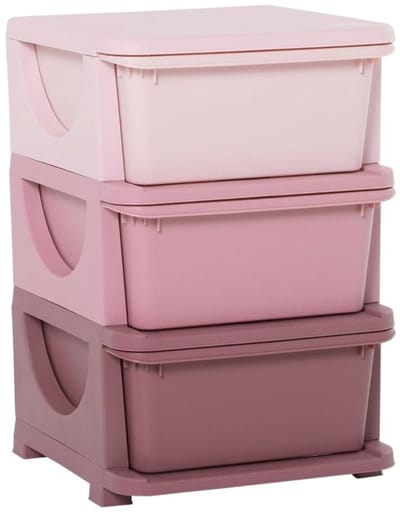 Dailygoods- Opbergboxen met 3 grote lades - Speelgoedkast - Speelgoed organizer - Kindvriendelijk ontwerp - 37 x 37 x 56,5 cm - Ruime opbergruimte