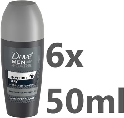 Dove - Men+Care - Roll-On Deodorant -  Invisible Dry - 6 x 50 ml - Voordeelverpakking