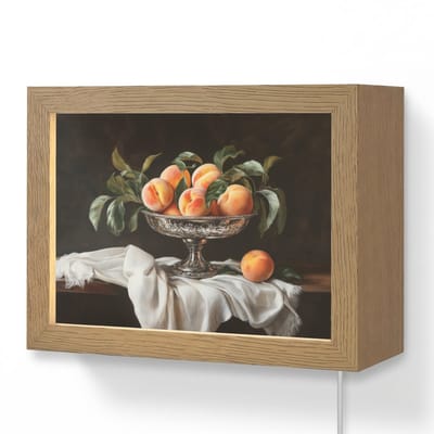 Wandlamp 20x15 cm - Oplaadbaar - Stilleven - Perziken - Vintage - Wandlampen binnen woonkamer - Slaapkamer lamp met kabel - Decoratieve nachtlamp - Vloerlamp snoer