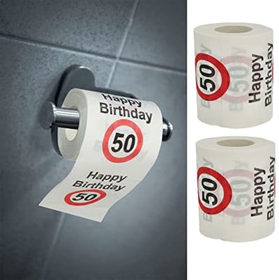 Toiletpapier set voor 50e verjaardag - 2-laags 24 meter met verjaardag motief