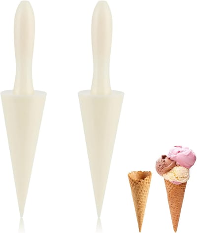 IJshoorntjes Mallen - Kegel DIY - Zelf Desserts Maken - Herbruikbaar ABS Materiaal - 23.5cm Lengte - Wit