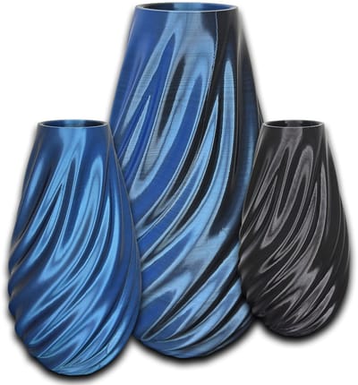 Lunaris moderne vaas – Decoratieve vaas - Zwart / Blauw - 3d geprinte vaas – geschikt voor droogbloemen - 20CM