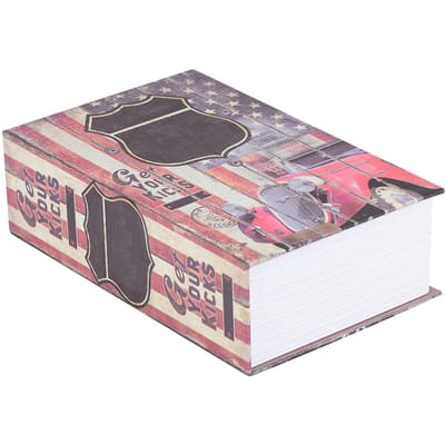Creatieve Boek Kluis Doos Geld Sieraden Collectie Opbergkoffer met Combinatieslot(ROUTE 66) gray