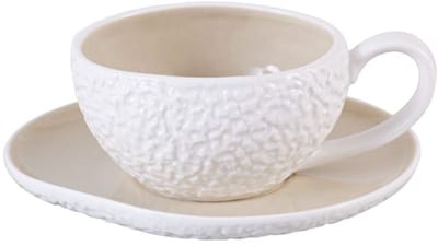 Bricard Barles Stone Espressoset - 12-delig - Wit/Taupe - 125ml - Porselein - Kleine Koffiekopjes