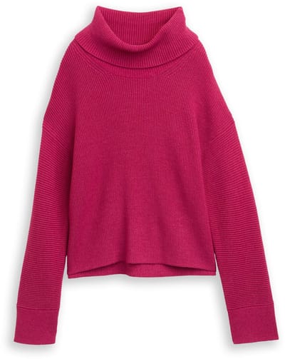 Tom Tailor - Oversized coltrui - Maat XL - dark pink melange