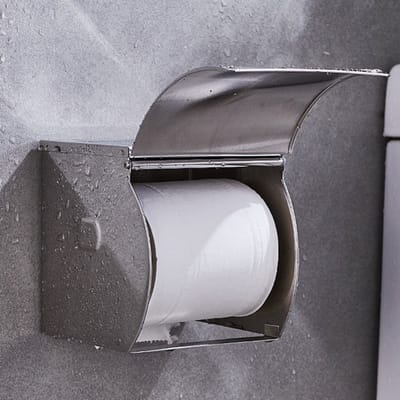 Toiletrolhouder Rvs - Toiletrolhouder met telefoonhouder / plankje - Toilet / WC papier rolhouder met klep - wandmodel