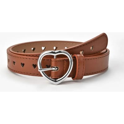 PU Lederen Riem Kinderen Leuke Perzik Hart Gesp Riemen Voor Meisjes Effen Tailleband Liefde Hart Oogje Grommet Taille Riem 90cm kameel