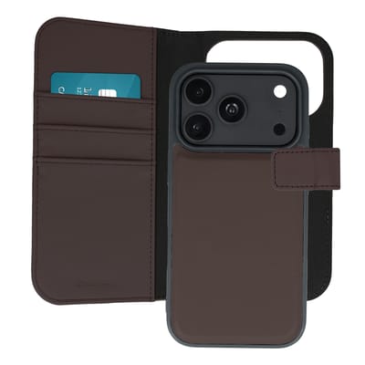 imoshion Hoesje - Geschikt voor Apple iPhone 18 Pro / 17 Pro - Uitneembare 2-in-1 Luxe Bookcase - Bruin