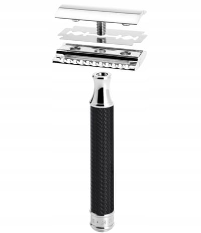 Mühle R89 Black Scheermes Houder - Klassiek Metaal, Zacht Scheren