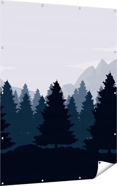 Gards Tuinposter Bos met Bomen Illustratie - Abstract - 120x160 cm - Tuindoek - Tuindecoratie - Wanddecoratie buiten - Tuinschilderij
