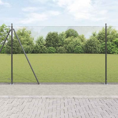 vidaXL - gelast - draadhek - met - betonnen - voetstuk - 10 - x - 1,4 - m - Grijs - Mesh