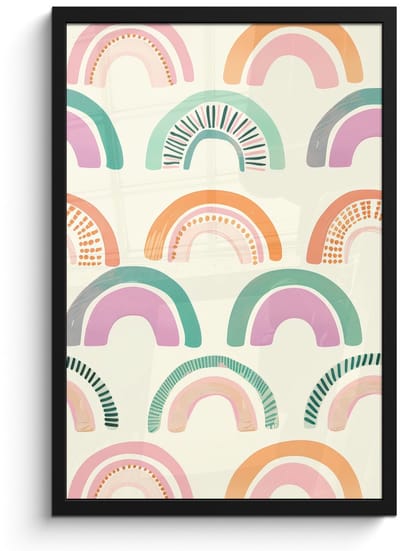 Poster in lijst - Fotolijst 40x60 cm - Posters - Regenboog - Pastel - Patroon - Posterlijst zwart - Decoratie - Wanddecoratie woonkamer - Muurdecoratie slaapkamer