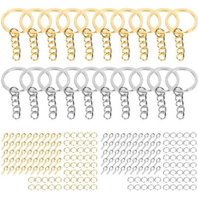 220 stuks split sleutelhanger ringen DIY letters cijfers hanger oogpinnen voor ambachtelijke decoratie white