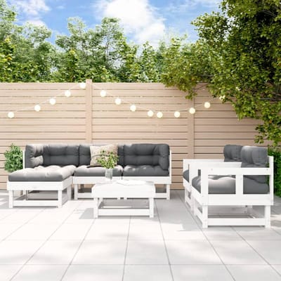 vidaXL - 7-delige - Loungeset - massief - grenenhout - wit