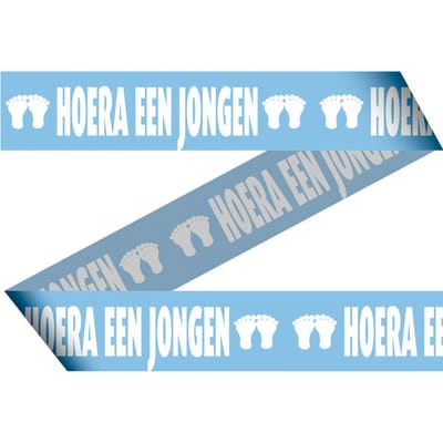 Afzetlint Hoera een Jongen Blauw (geboorte) - 15 meter