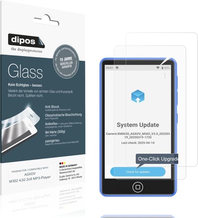 dipos – 2x Matte Pantserfolie geschikt voor AGXOV M302 4,02 Zoll MP3-Player | 9H Screenprotector