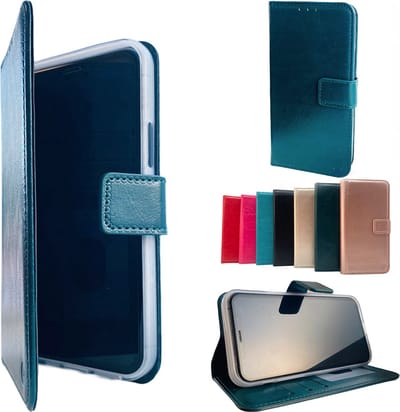 HEM hoesje geschikt voor Apple iPhone 12 Mini Donker Groene Wallet / Book Case / Boekhoesje/ Telefoonhoesje / Hoesje iPhone 12 Mini met vakje voor pasjes, geld en fotovakje