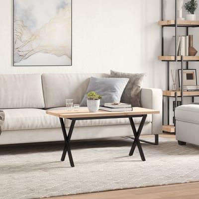 vidaXL - Salontafel - X-frame - 90x40x45,5 - cm - grenenhout - en - staal