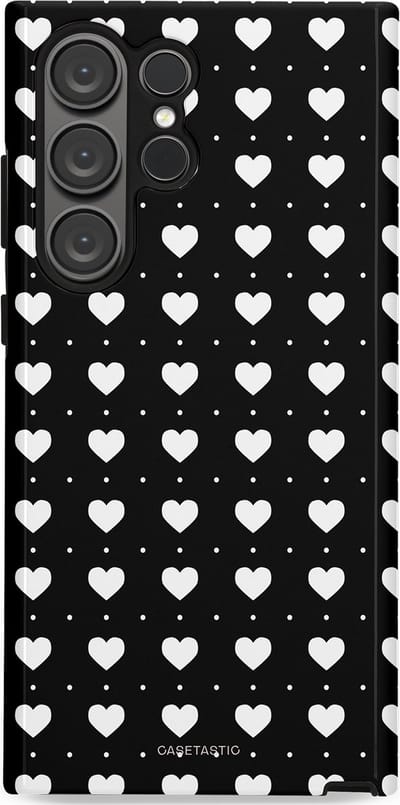 Casetastic Hoesje Geschikt voor Samsung S23 Ultra - Stijlvolle Beschermende Duo-layer Case - Stipjes en Hartjes