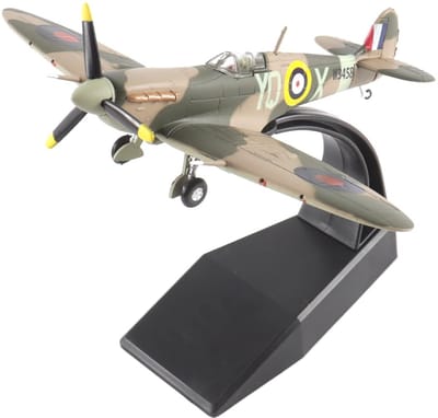 Dailygoods- Model Spitfire MKVb W3458 - Replica RAF-jager - Gegoten Metaal - Schaal 1/72 - Displaybeugel - Historisch Nauwkeurig - Miniatuur Vliegtuig