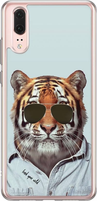 Casimoda® hoesje - Geschikt voor Huawei P20 - Tijger Wild - Siliconen/TPU - Soft Case - Blauw - Tijger